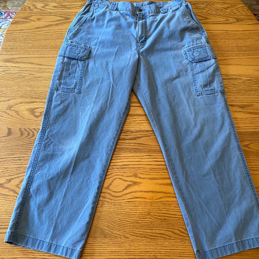 L.L. Bean Men's 36 Comfort Waist Cargo Pants Blue 100% Cotton -EUC!